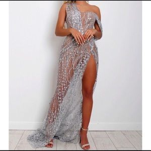 Silver glitter maxi dress